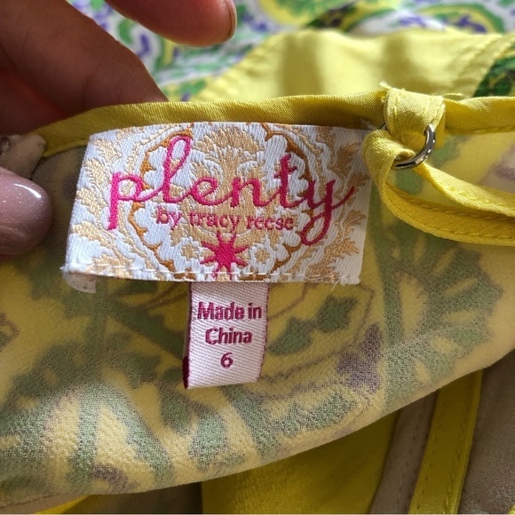 Anthropology Plenty by Tracy Reese yellow green silk maxi dress key hole halter - Picture 9 of 10